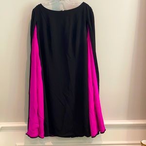 ADRIANA PAPELL Black/Pink Cape Dress